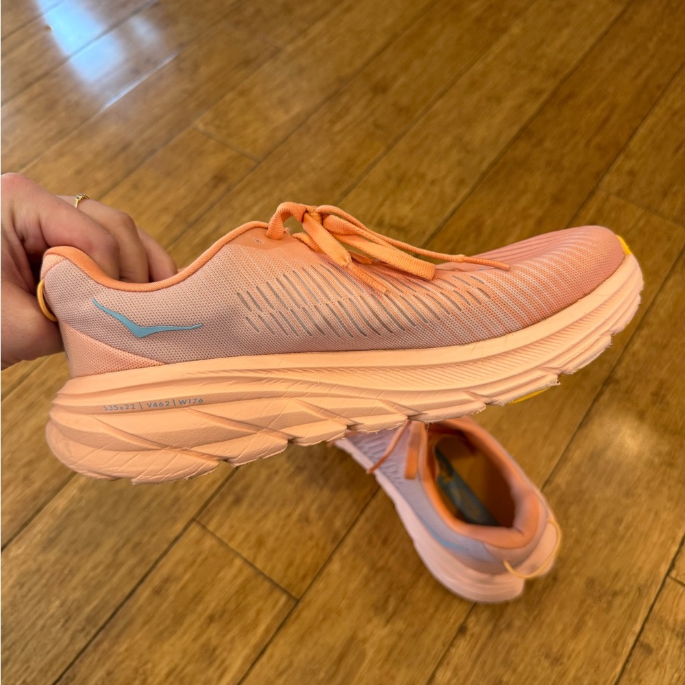 Hoka Vibrant Pink and Yellow Athletic Shoes